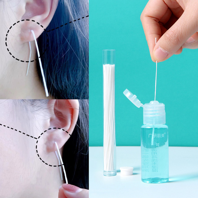 70Pcs Pierced Ear Cleaning Set Herbal Fresh Mint Solution Dental Floss Ear  Hole Aftercare Tool Kit Earrings Hole Cleaner 25ml - AliExpress